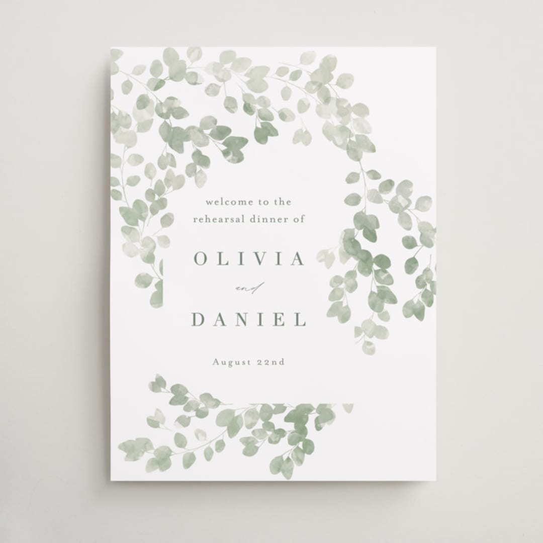 "Vining" - Wedding Party Signs in Eucalyptus by Kristie Kern - Front