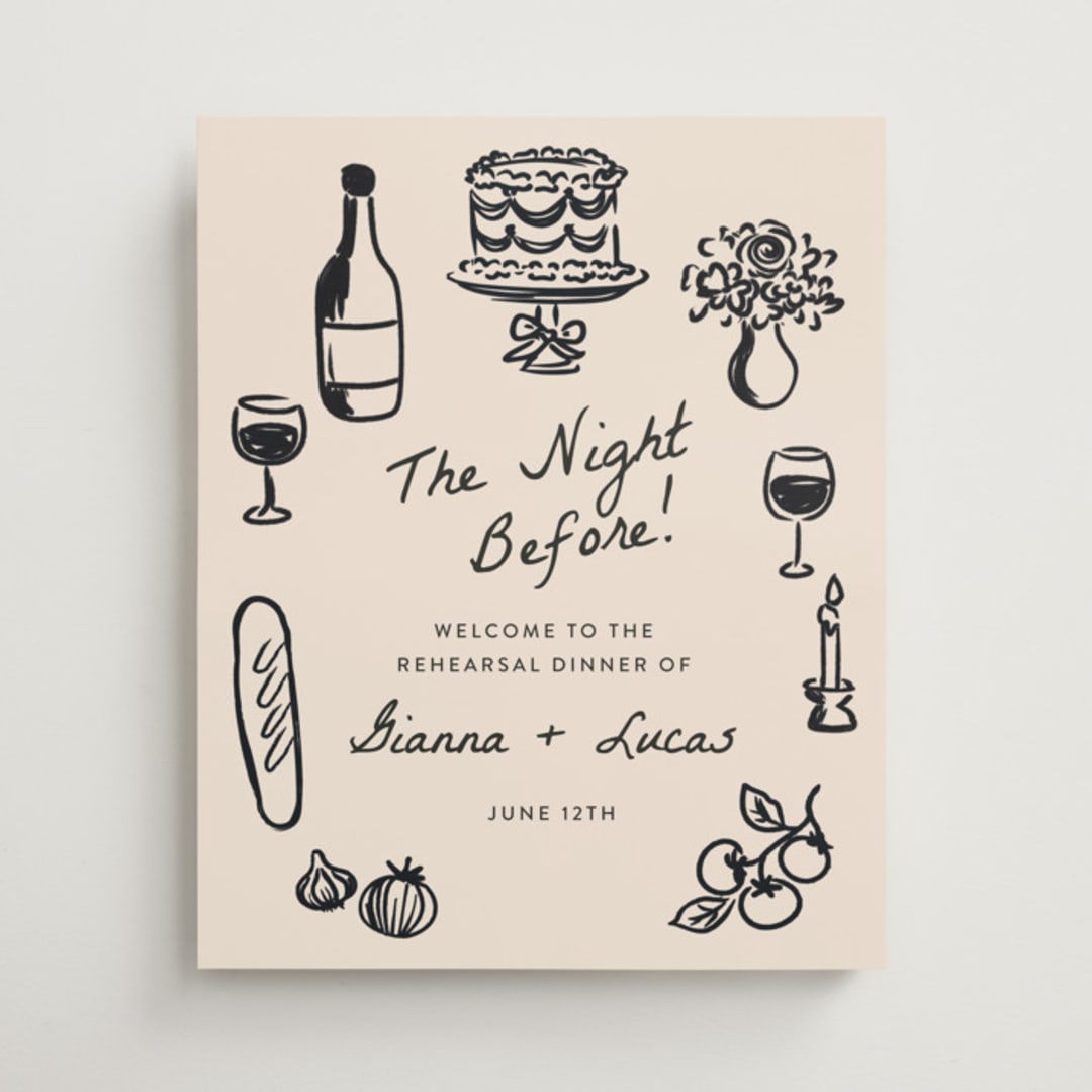 "The Night Before" - Wedding Party Signs in Papyrus by Itsy Belle Studio - Front