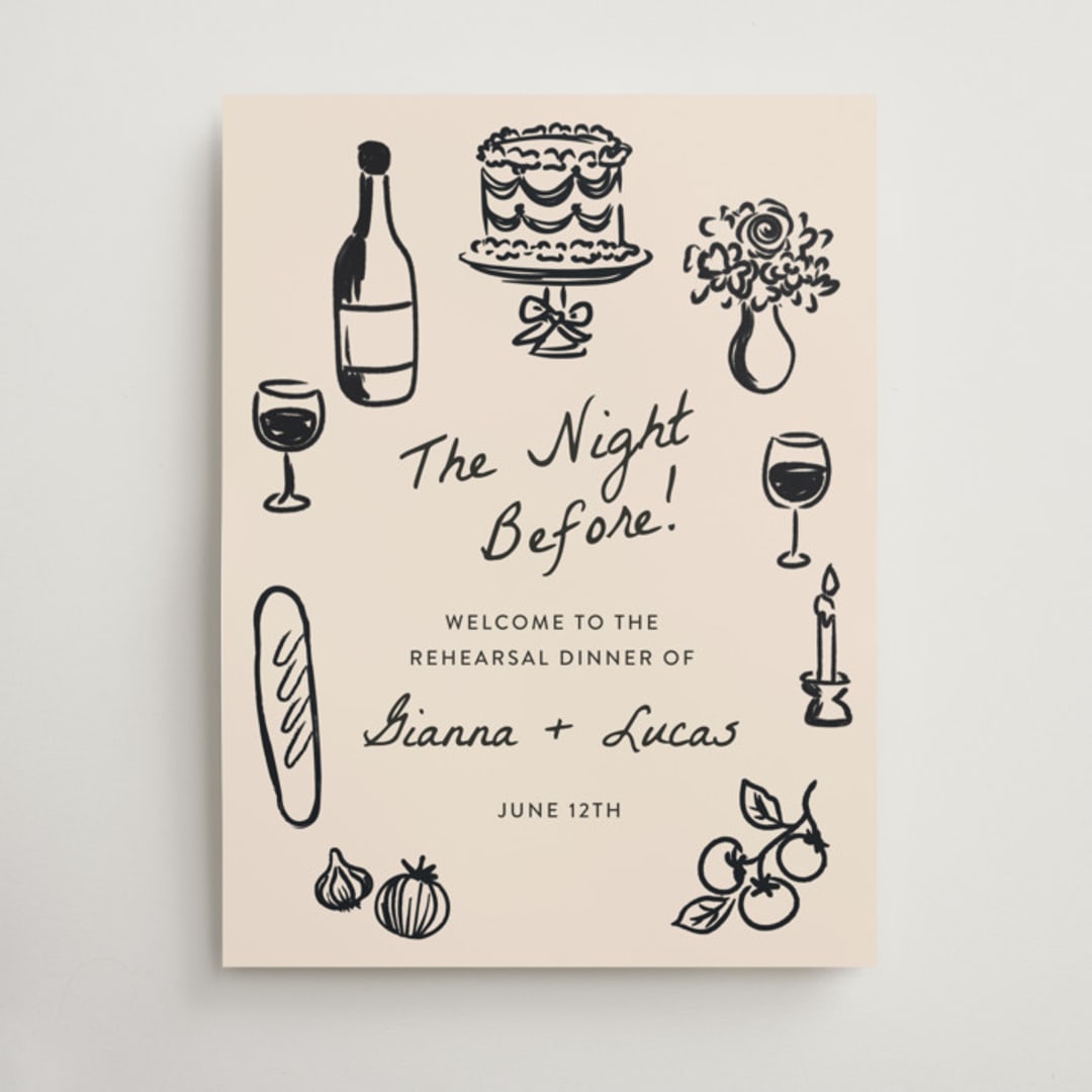 "The Night Before" - Wedding Party Signs in Papyrus by Itsy Belle Studio - Front