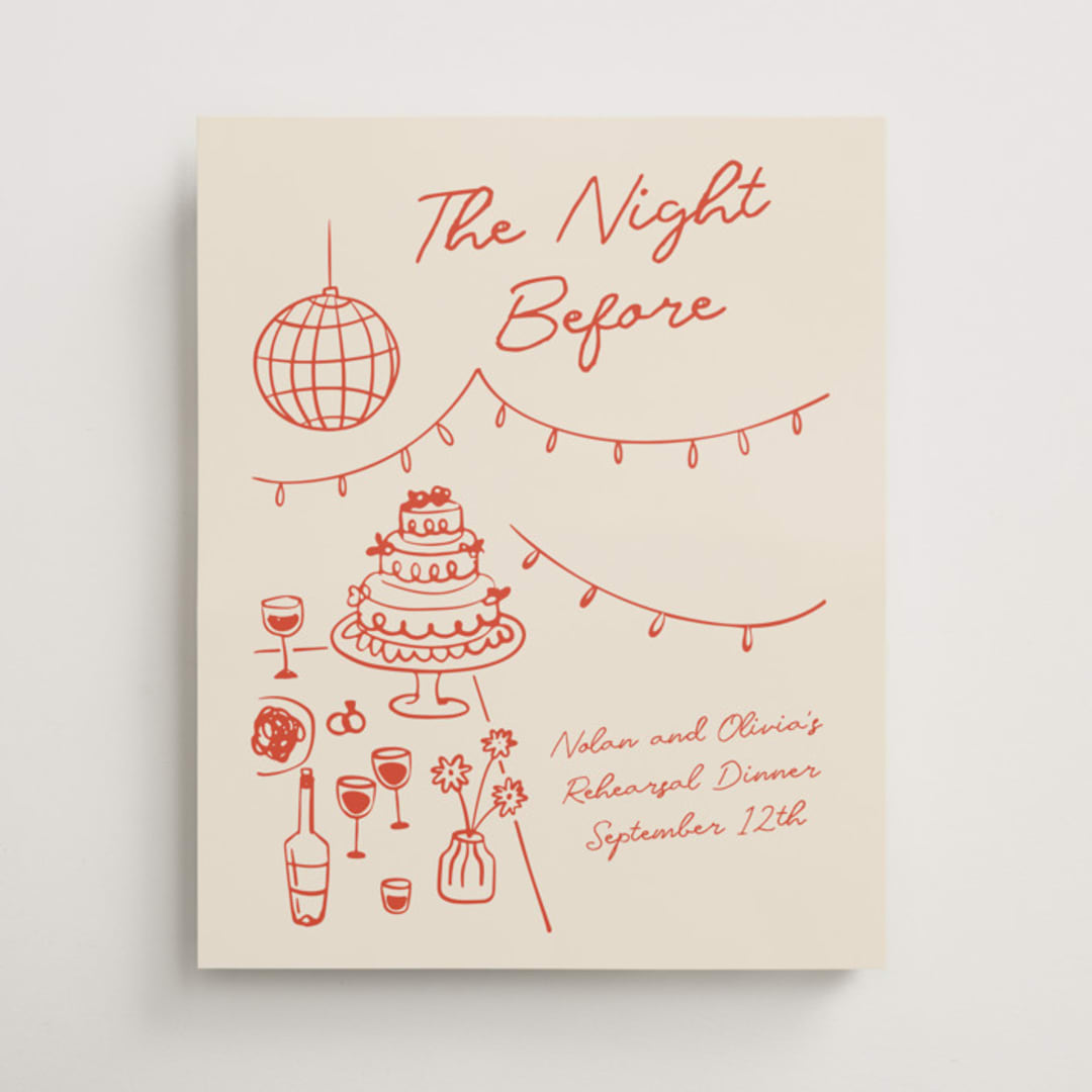 "Party On!" - Wedding Party Signs in Sangria Spark by Zove Ahhh - Front