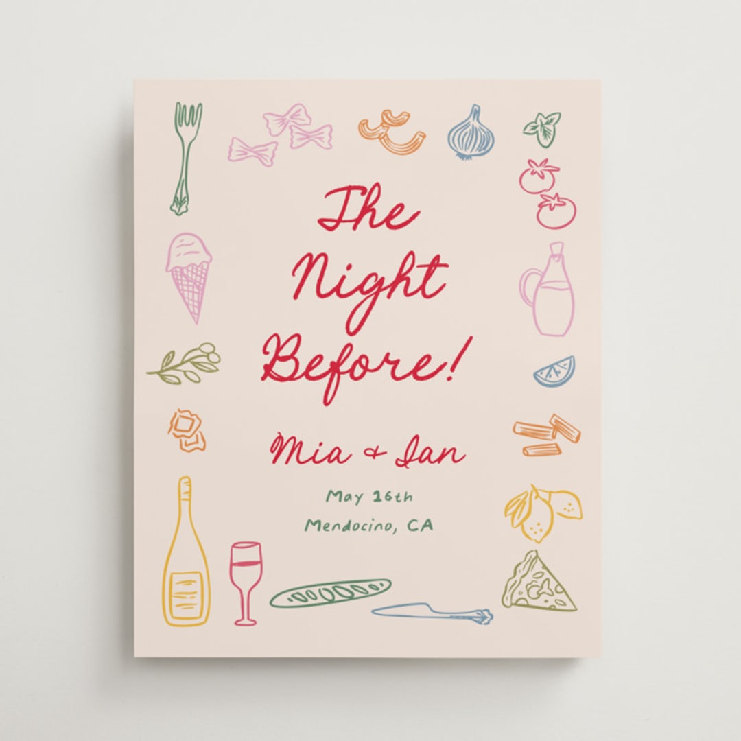 "pasta party" - Wedding Party Signs in Gnocchi by Creo Study - Front