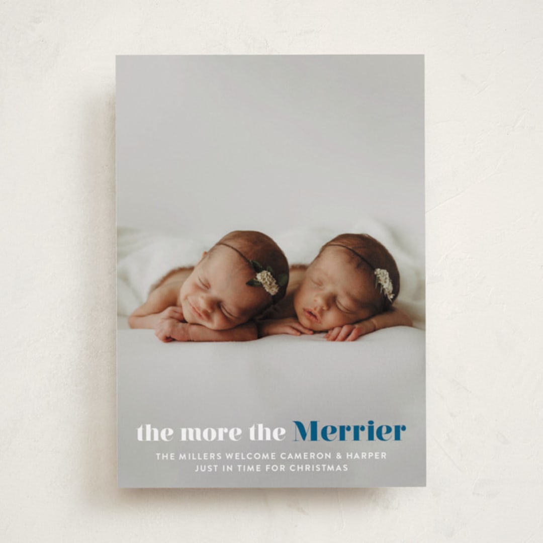 "a merry addition" - Holiday Birth Announcement Cards in Night Sky by Liz Conley - Front