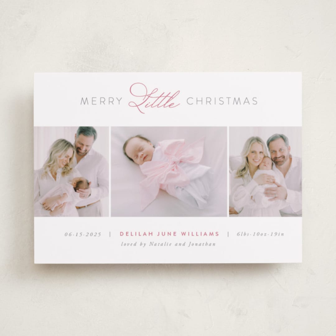 "Christmas Baby" - Holiday Birth Announcement Cards in Gumdrop by Jen Banks - Front