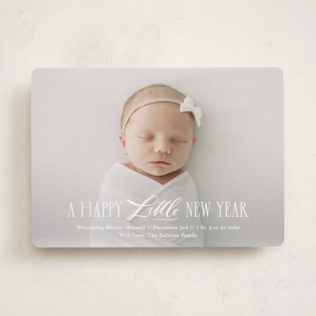 "New Little One" - Holiday Birth Announcement Cards in Snowflake by Julie Murray - Front