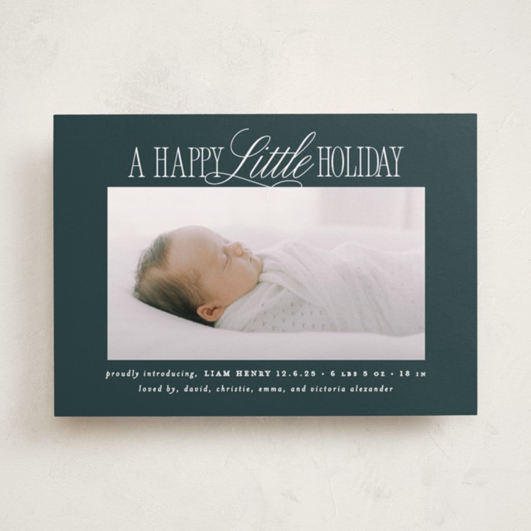 "Littlest Christmas" - Holiday Birth Announcement Cards in Frost by Brooke Chandler - Front
