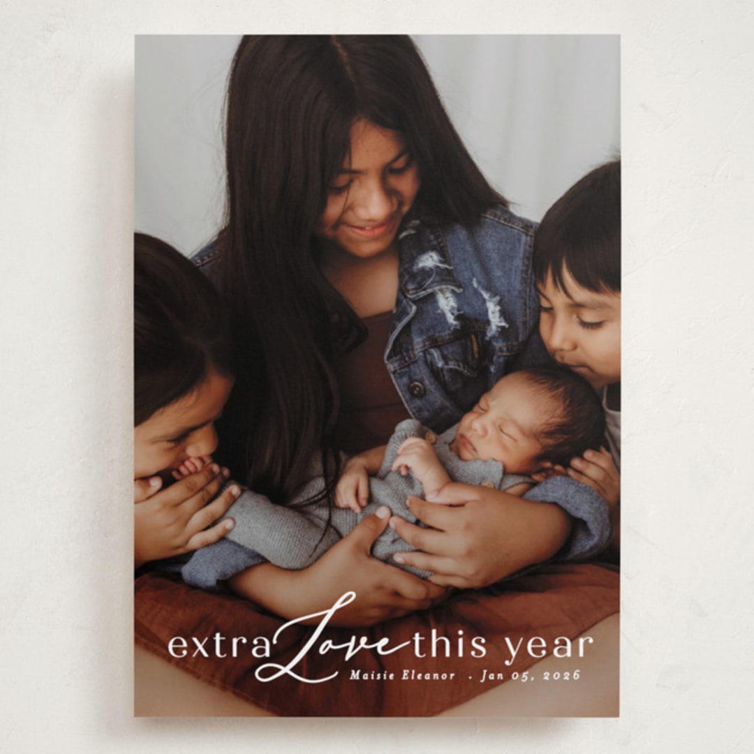"New Year Baby" - Holiday Birth Announcement Cards in Cotton by Angela Thompson - Front