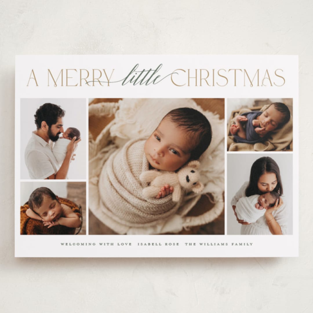 "New Addition" - Holiday Birth Announcement Cards in Balsam Fir by Benita Crandall - Front