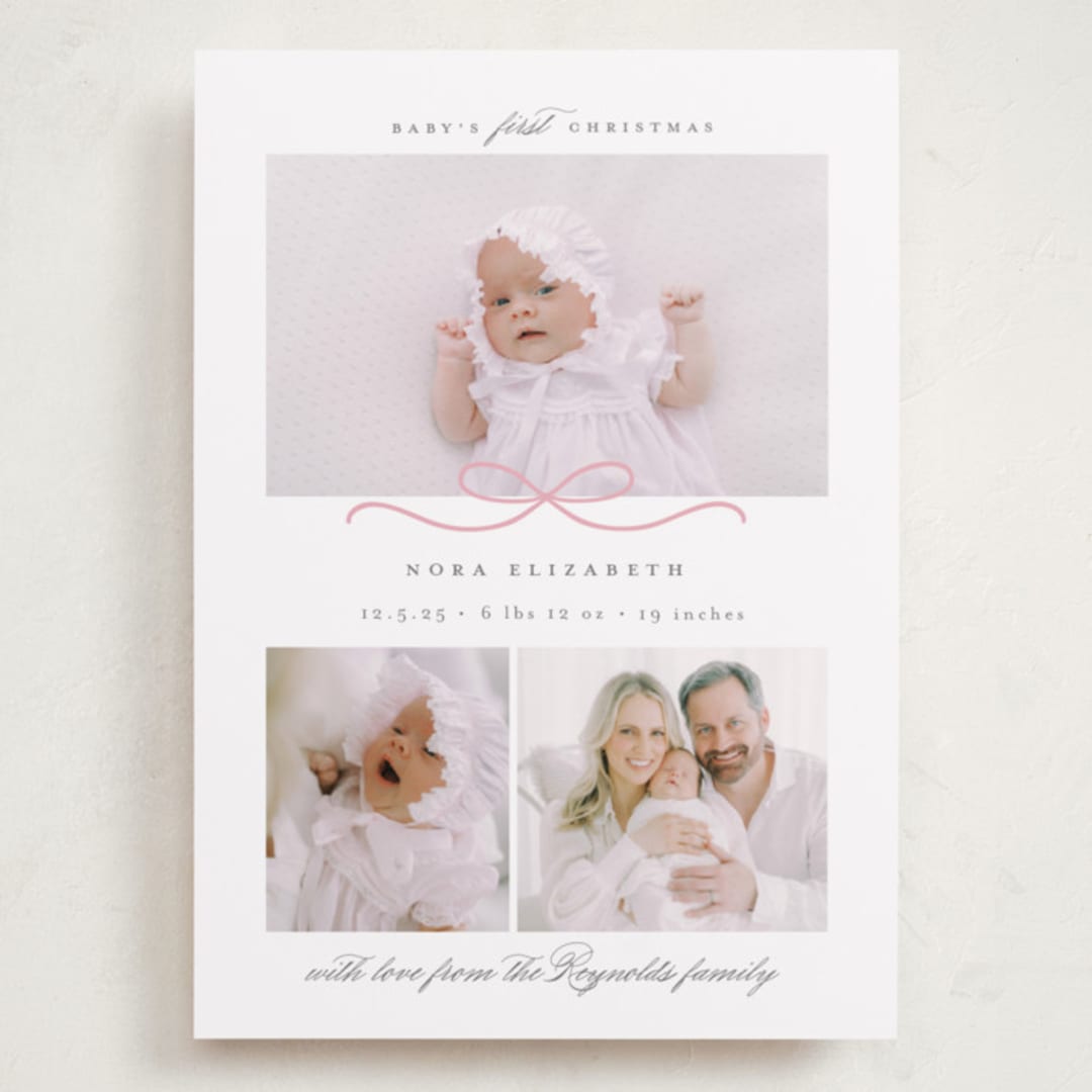 "Baby's First" - Holiday Birth Announcement Cards in Candy by Emily Betts - Front
