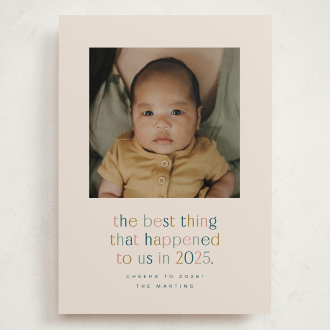 "the best thing" - Holiday Birth Announcement Cards in Teal by Ellen Schlegelmilch - Front