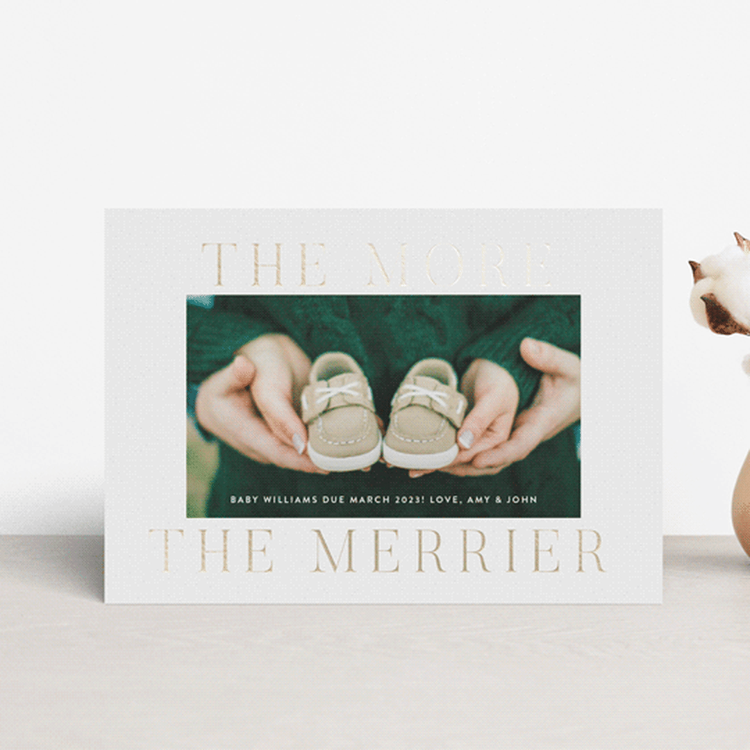 "Merriest Occasion" - Birth Announcements in Pearl by Megan Davis - Front