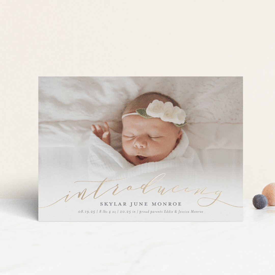 "Treasured" - Birth Announcements in Slate by Sarah Brown - Front
