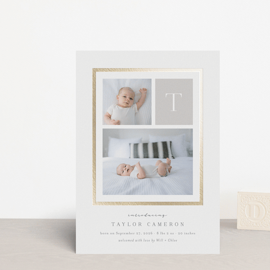 "Initially" - Birth Announcements in Slate by Carolyn MacLaren - Front