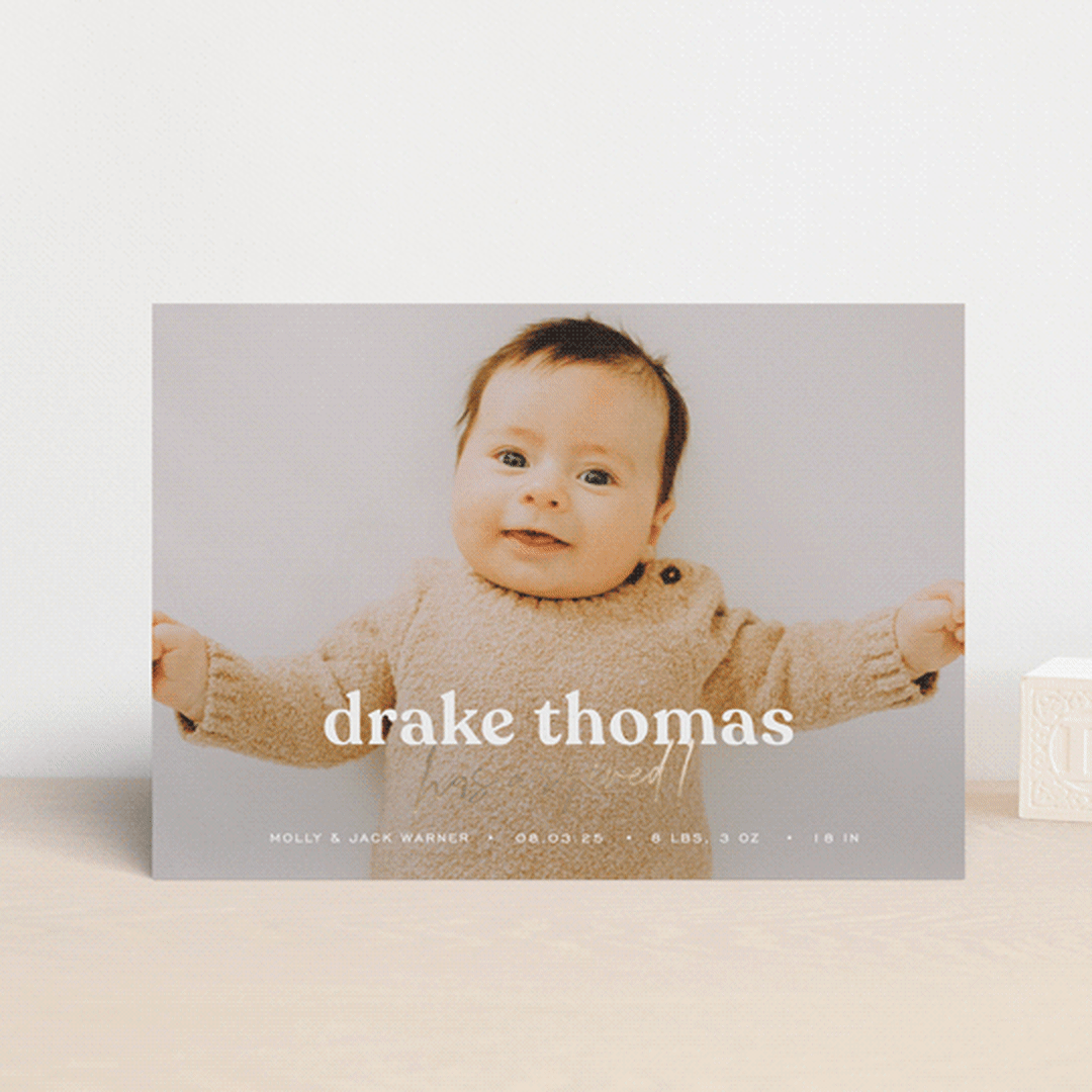"News" - Birth Announcements in Swiss Coffee by Sara Hicks Malone - Front
