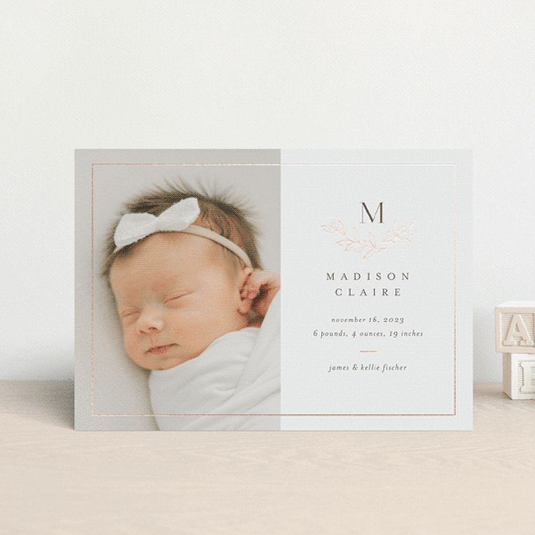 "Graceful Laurels" - Birth Announcements in Lace by Jessica Williams - Front