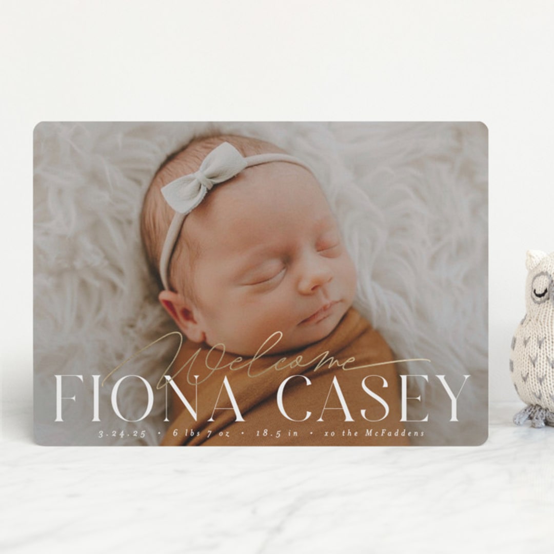 "Welcoming" - Birth Announcements in Cotton by Everett Paper Goods - Front