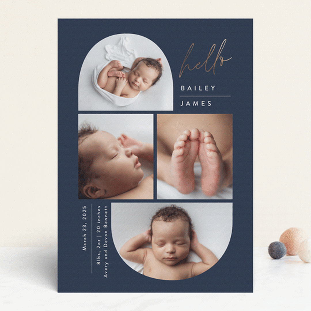 "So Current" - Birth Announcements in Navy by Carolyn MacLaren - Front