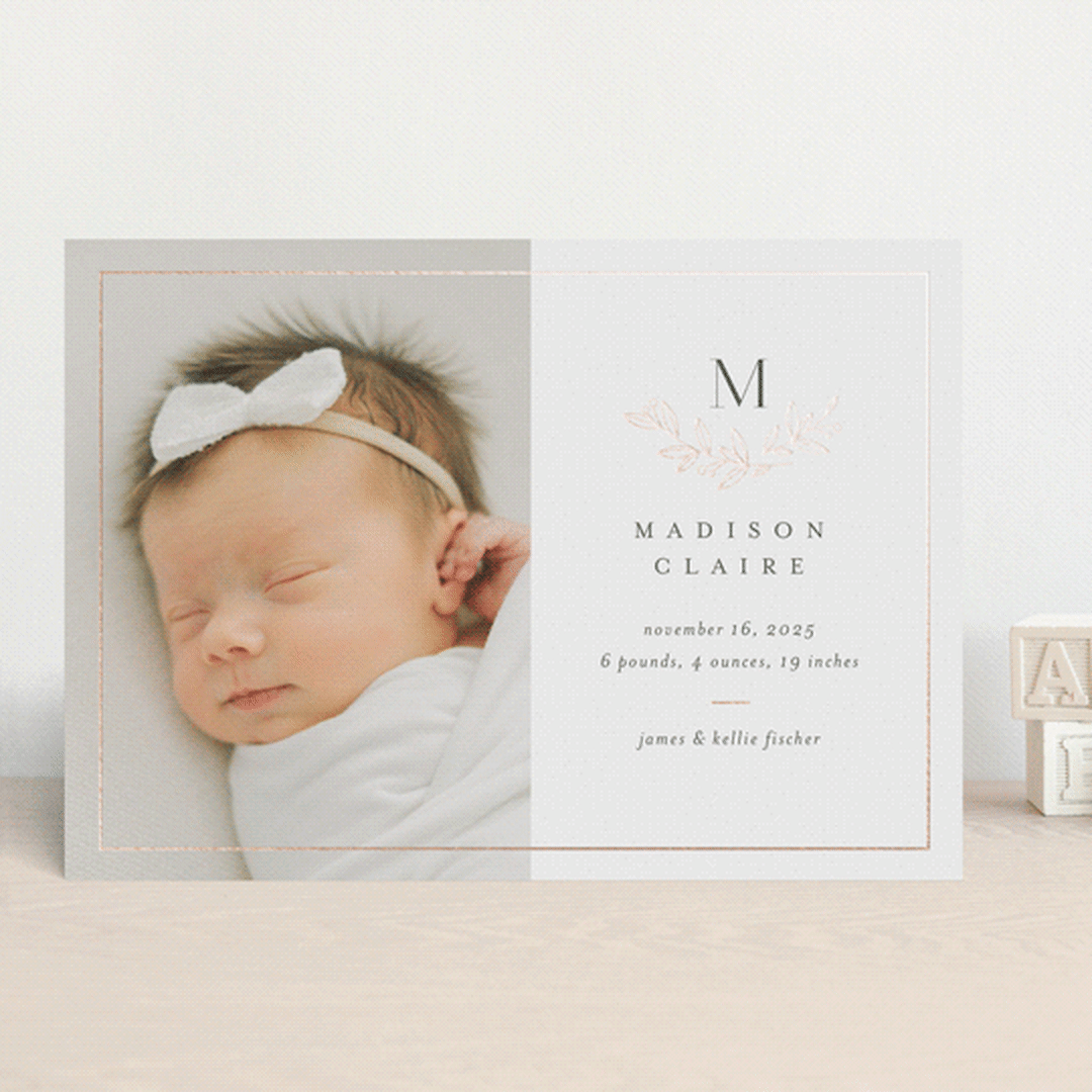 "Graceful Laurels" - Birth Announcements in Lace by Jessica Williams - Front