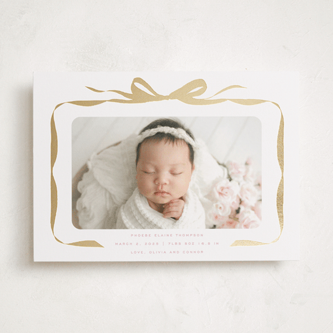 "Bow" - Birth Announcements in Poppy by Olivia Kanaley Inman - Front