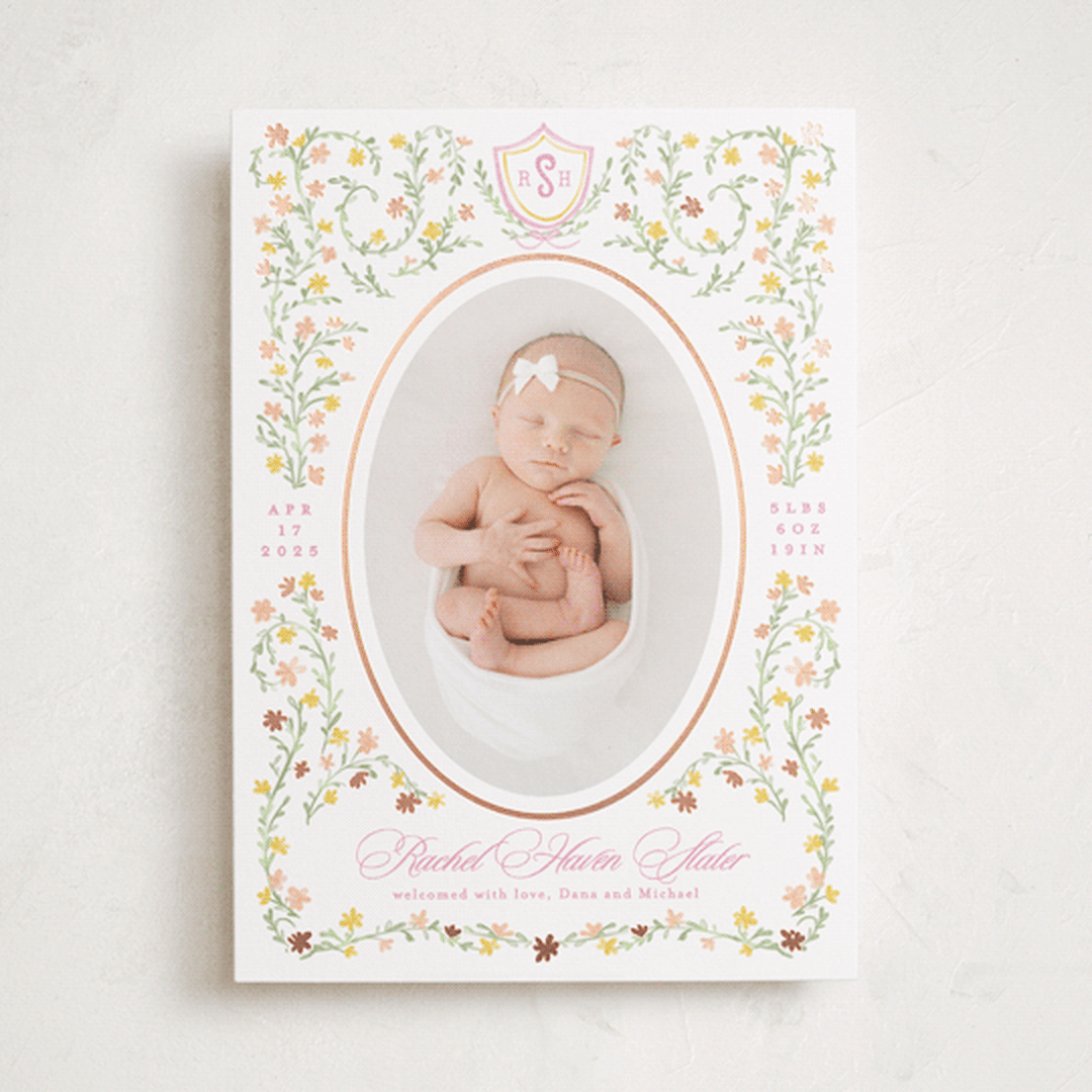 "Cottagecore" - Birth Announcements in Cotton Candy by Creo Study - Front