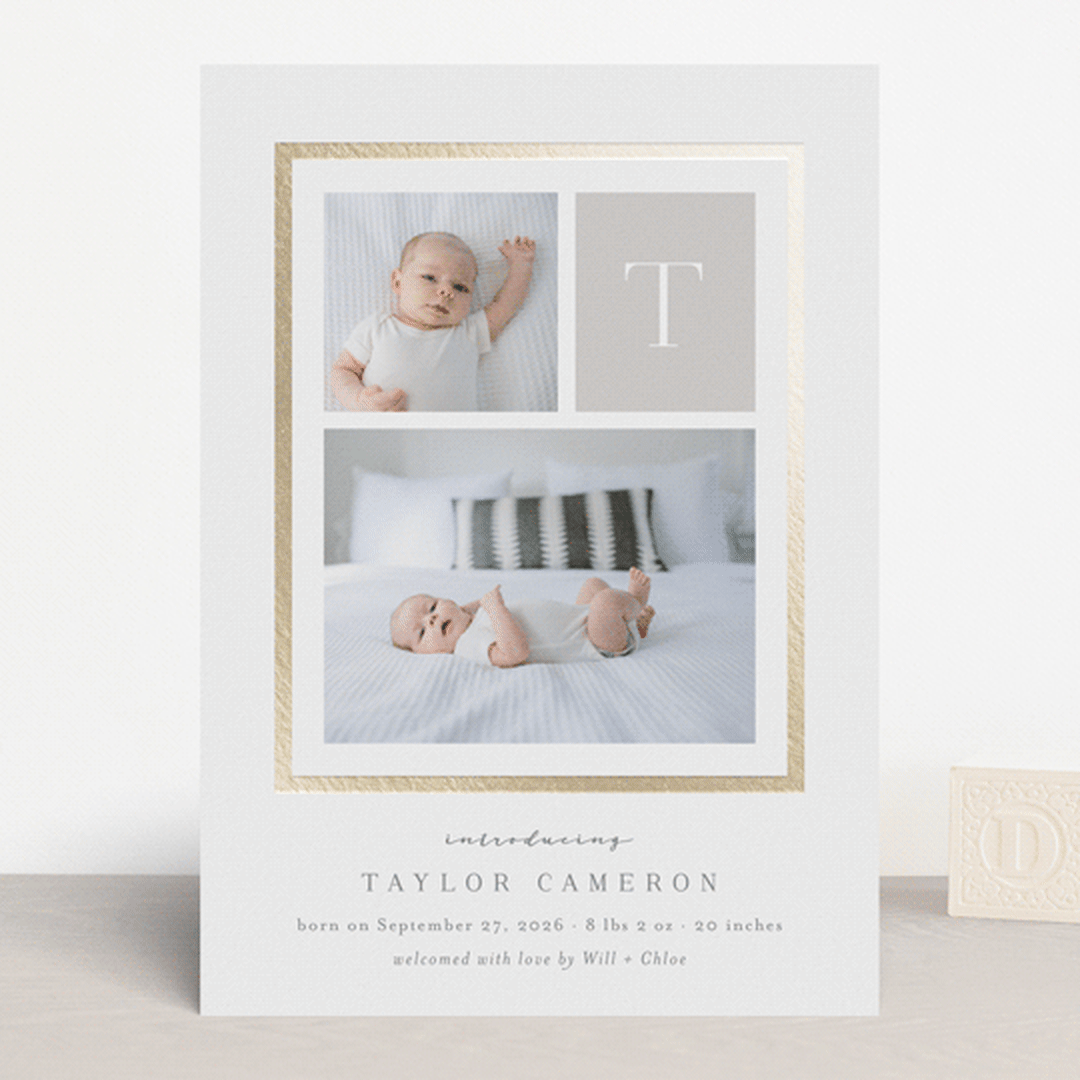 "Initially" - Birth Announcements in Slate by Carolyn MacLaren - Front