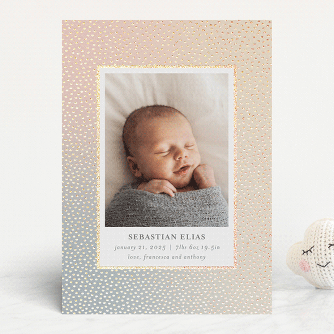 "Mini Confetti" - Birth Announcements in Sunrise by Townsend Majors - Front