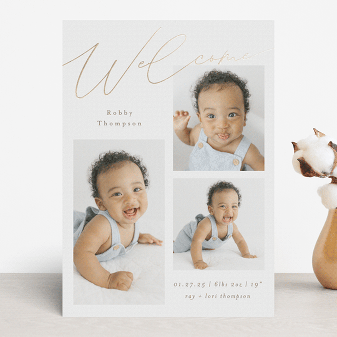 "Galleryish" - Birth Announcements in Snow by AK Graphics - Front