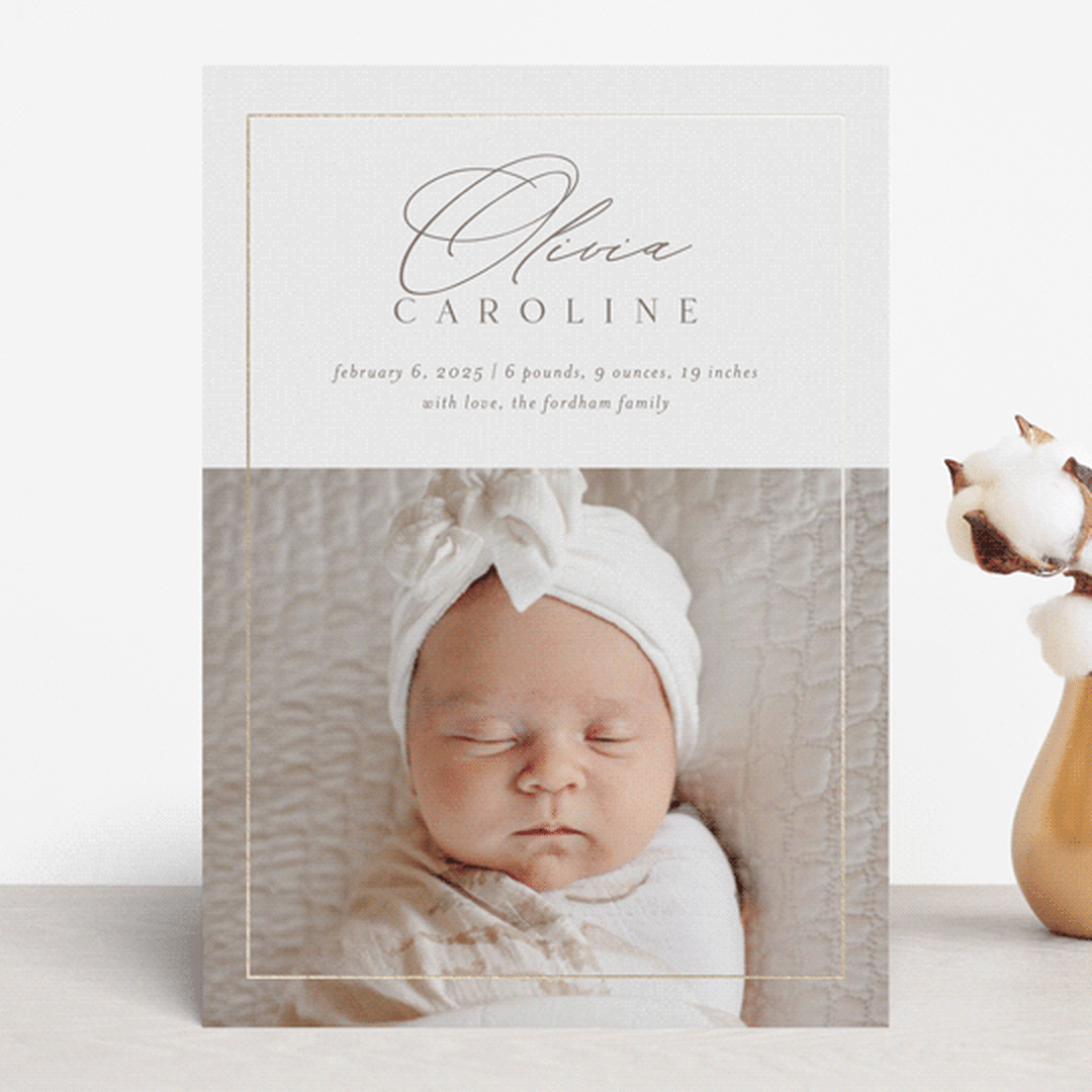 "Glimmer" - Birth Announcements in Sugar by Jessica Williams - Front