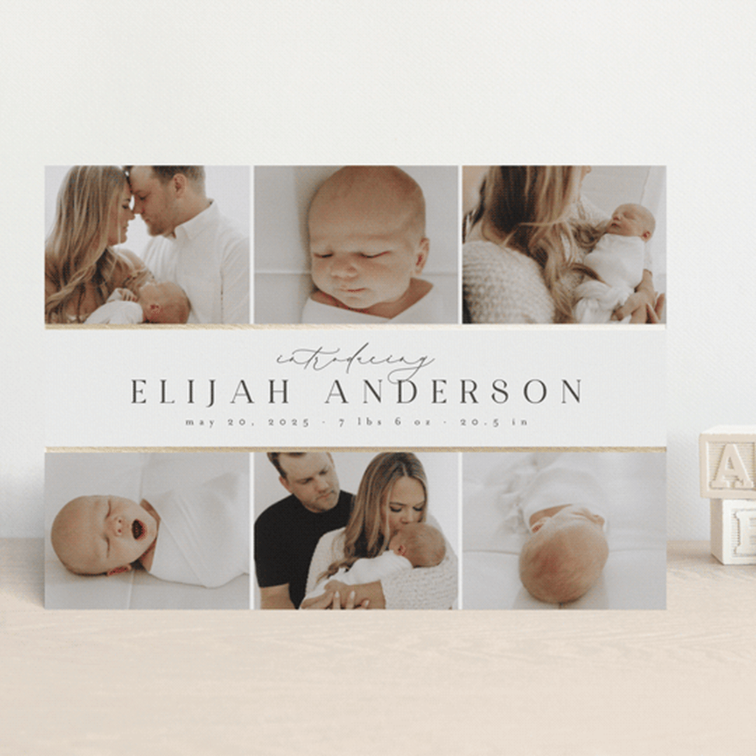 "Six Photo Grid" - Birth Announcements in Vanilla by Nicole Walsh - Front