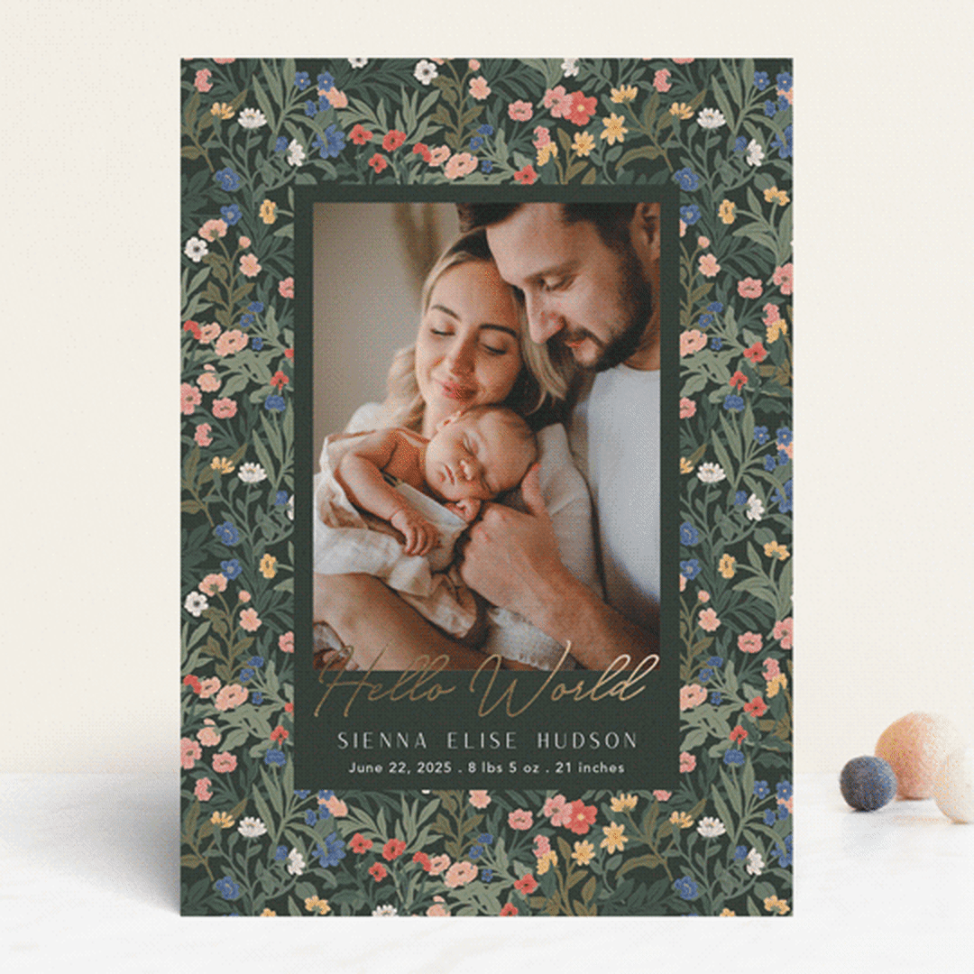 "Wildflowers" - Birth Announcements in Forest by Elly - Front