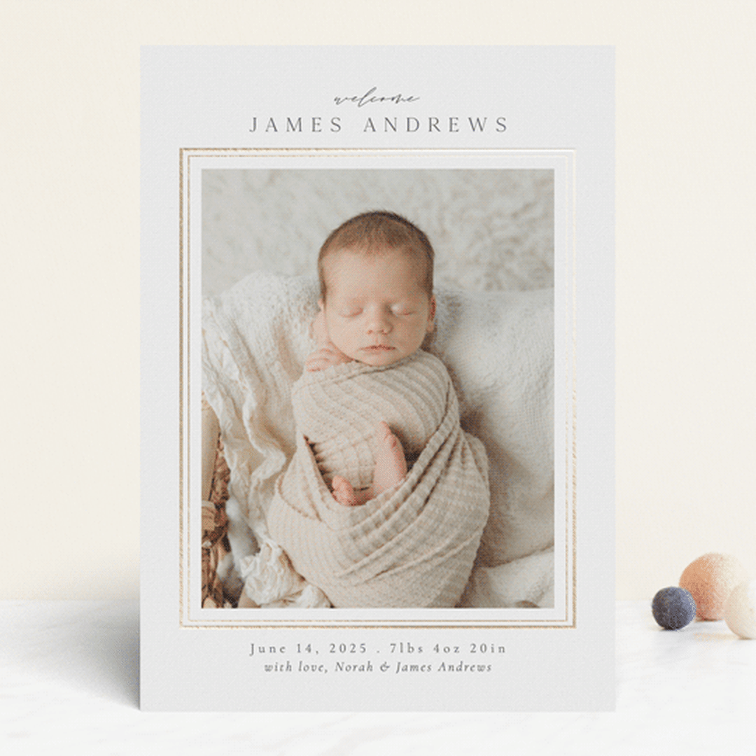 "Classic Border" - Birth Announcements in Cloud by Nicole Walsh - Front