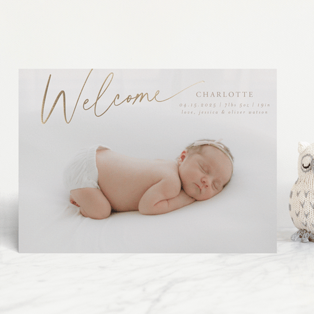 "Dahlia" - Birth Announcements in Almond by Deynaaz Daraei - Front