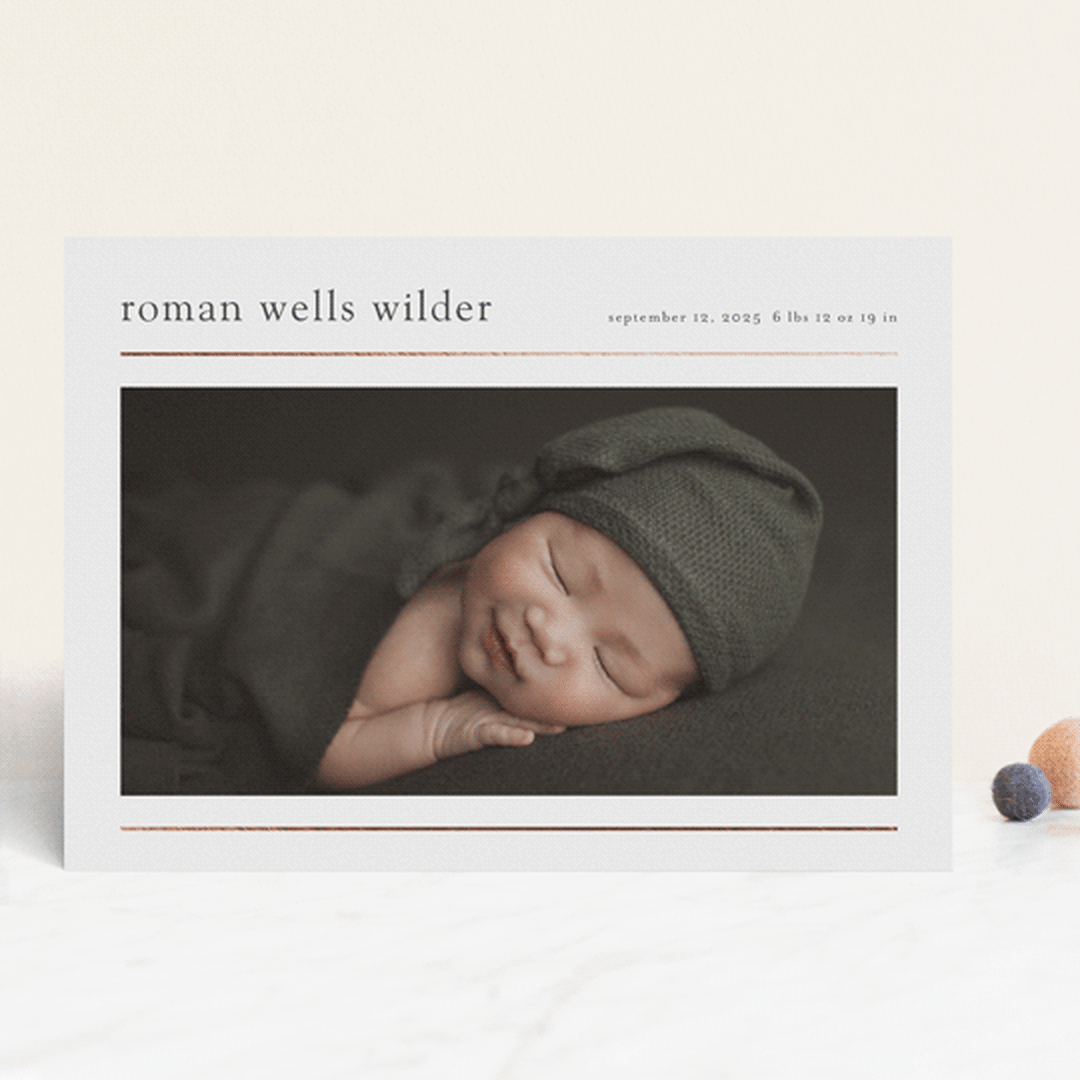 "Modern lines" - Birth Announcements in Cotton by Stacey Meacham - Front