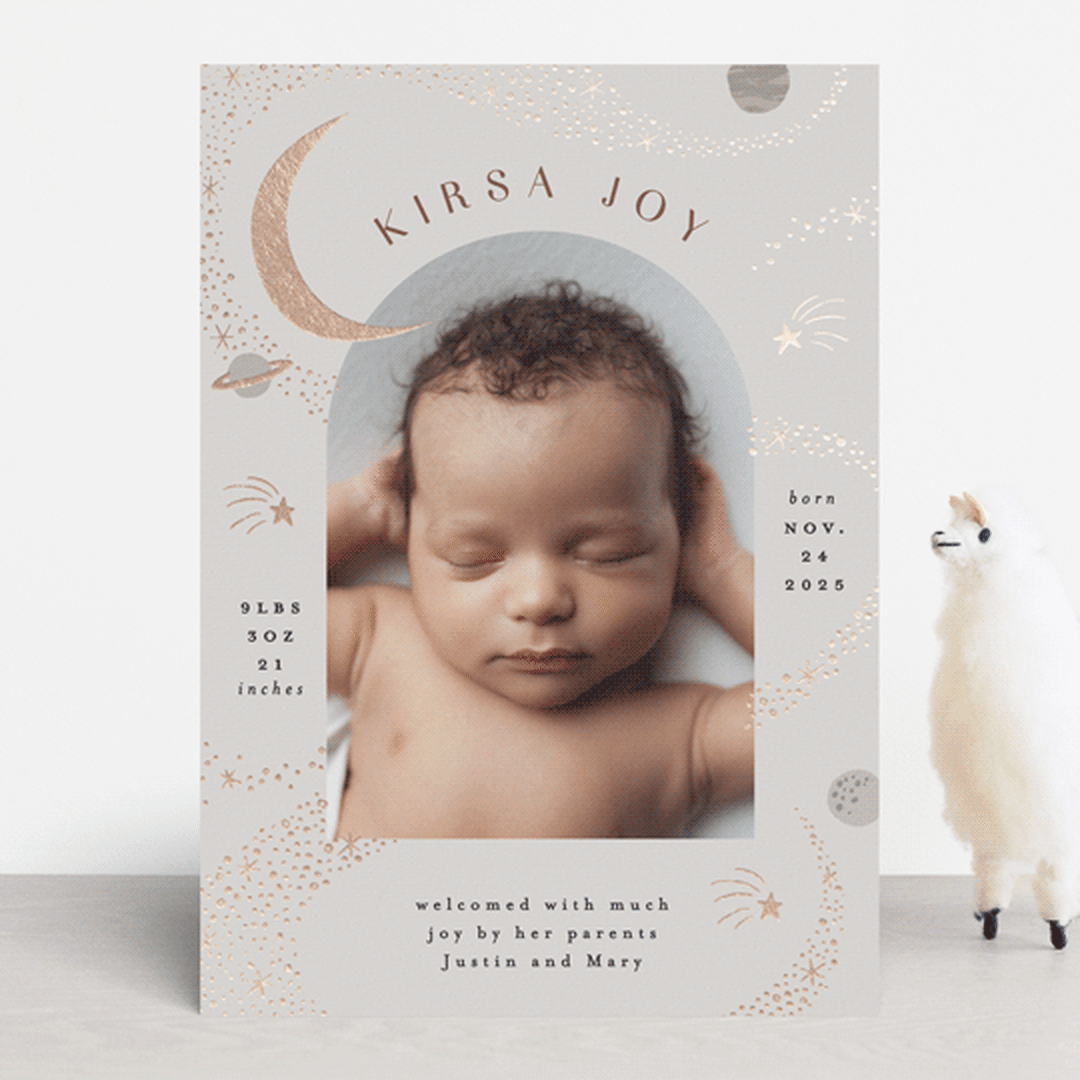 "Galaxy" - Birth Announcements in Mocha by Alethea and Ruth - Front