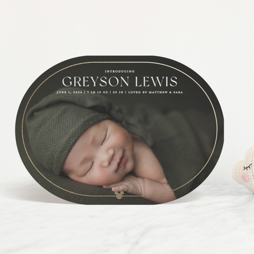 "Disney's Mickey Mouse Simple Border" - Birth Announcements in Cloud by Ashley Cuccio - Front