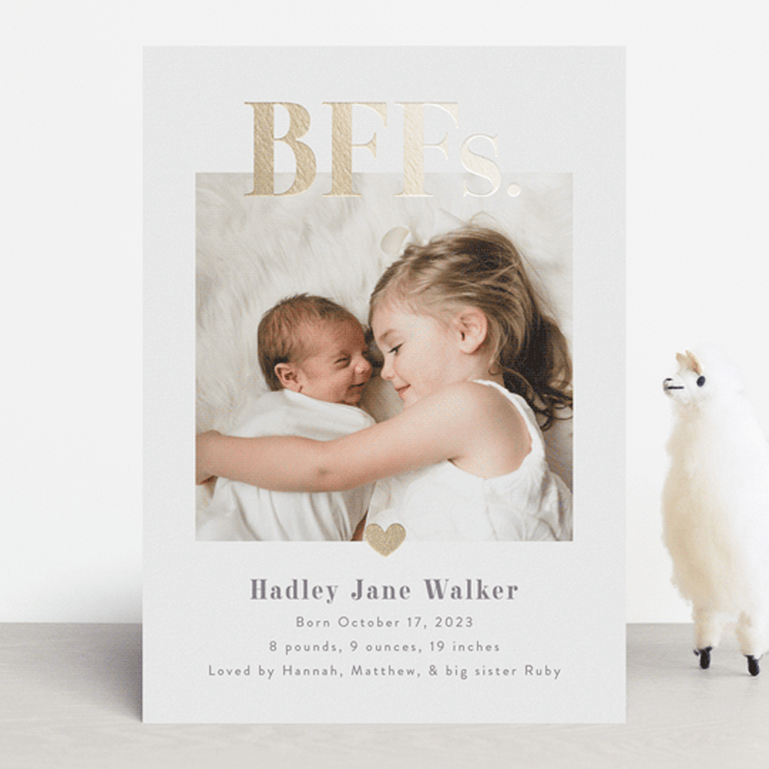 "BFFs" - Birth Announcements in Mauve by Pink House Press - Front
