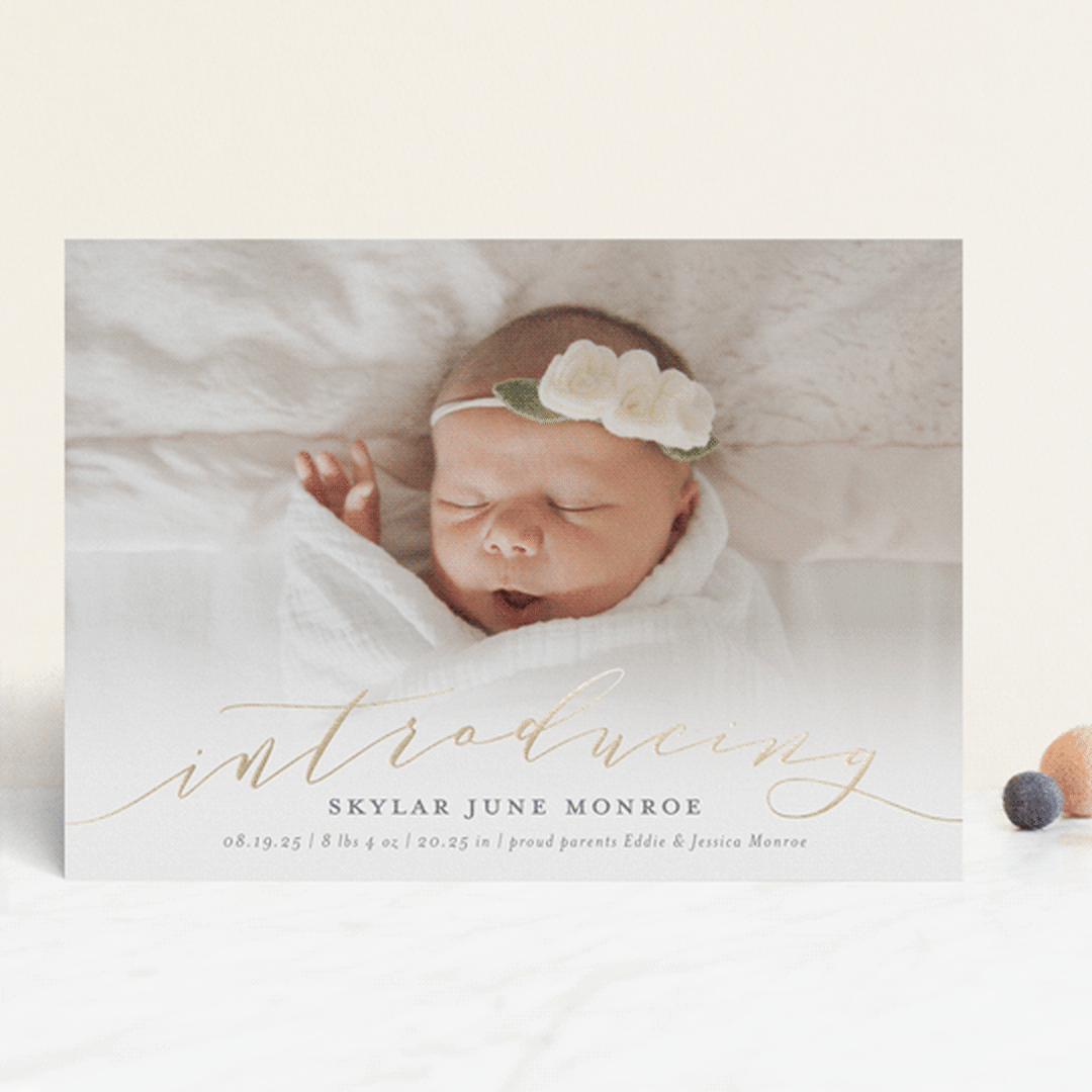"Treasured" - Birth Announcements in Slate by Sarah Brown - Front