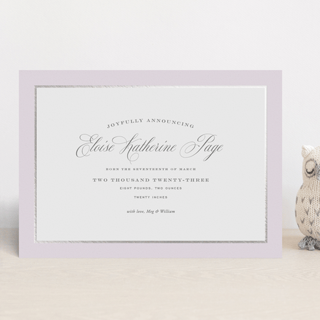 "Bon Bon" - Birth Announcements in Wisteria by Megan Davis - Front