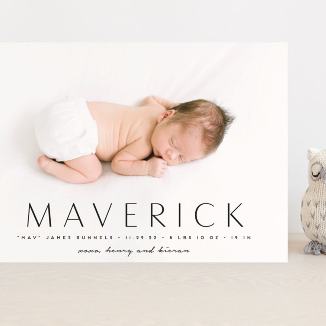 "Straight Forward" - Birth Announcements in Ebony by Kaydi Bishop - Front