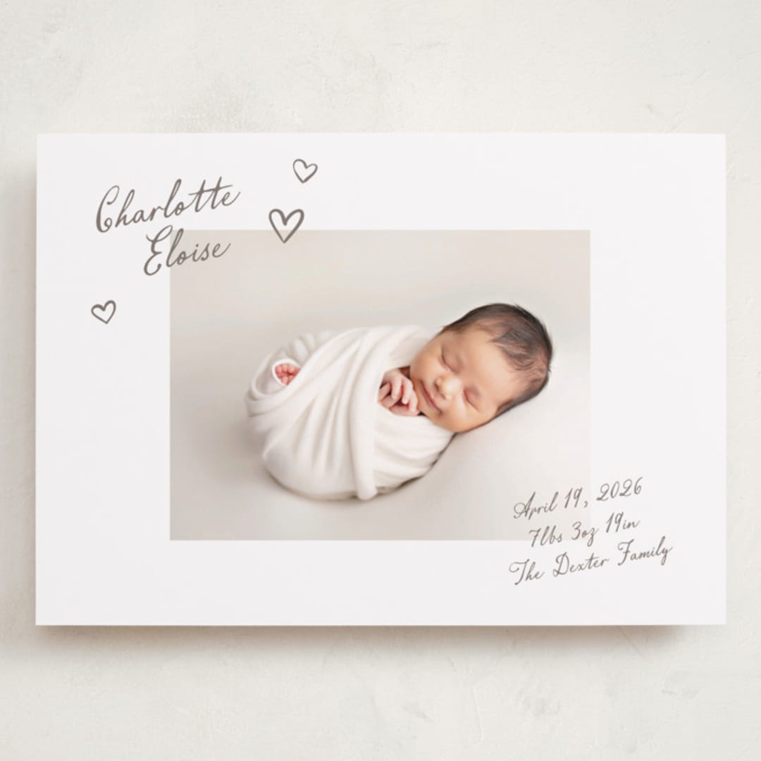 "Written" - Birth Announcements in Sand by Pixel and Hank - Front