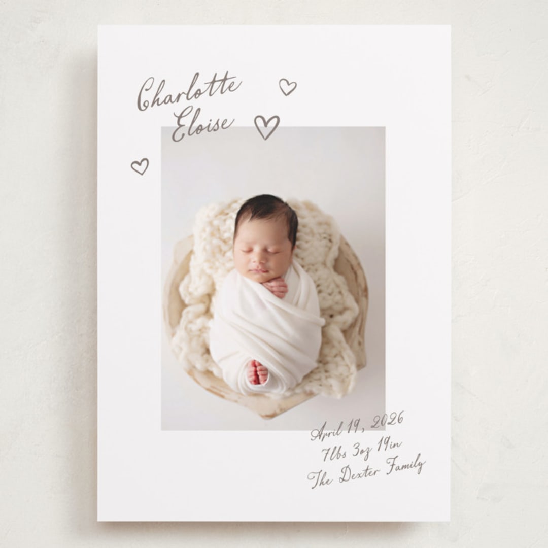 "Written" - Birth Announcements in Sand by Pixel and Hank - Front