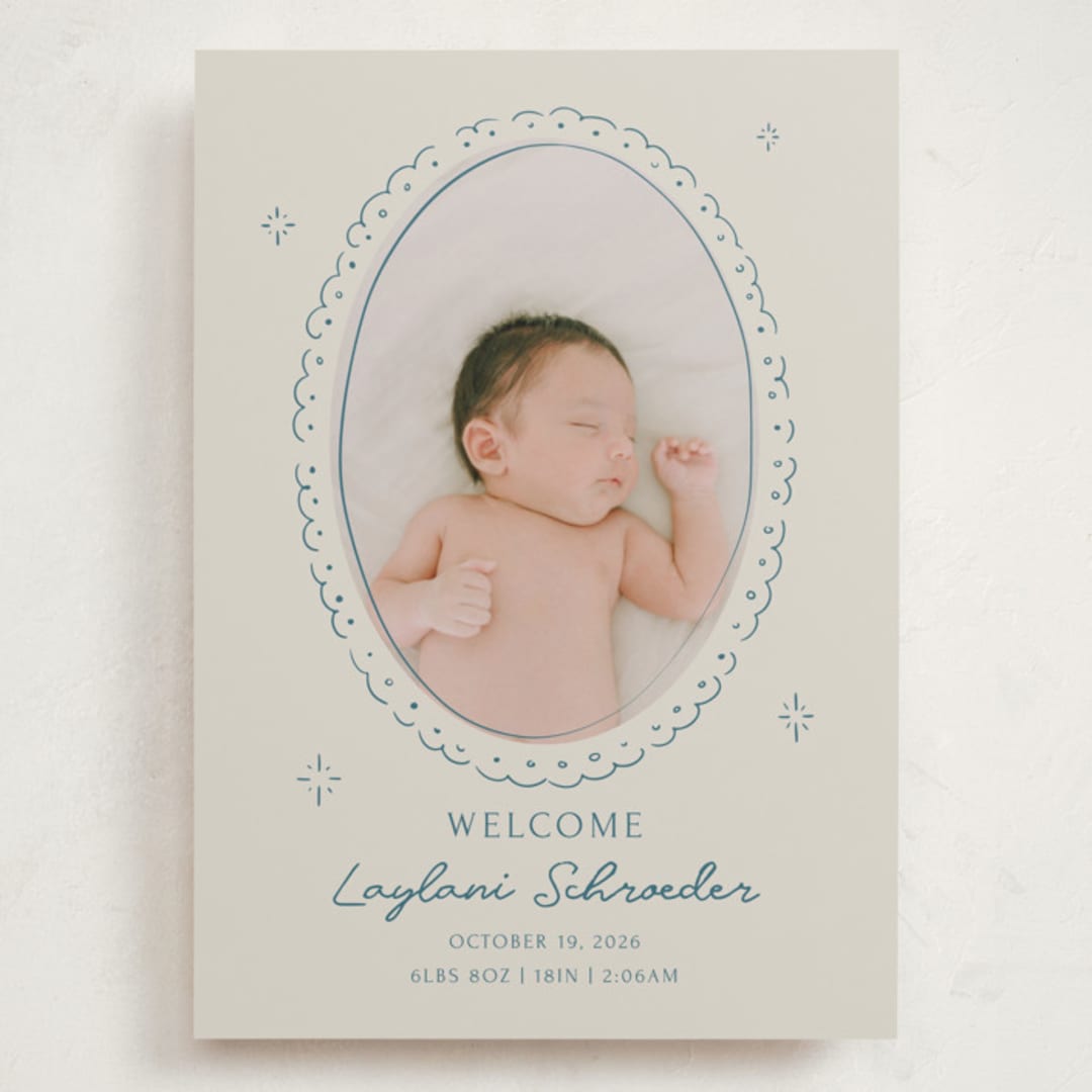 "Doodle Frame" - Birth Announcements in Deep Pond by Zove Ahhh - Front