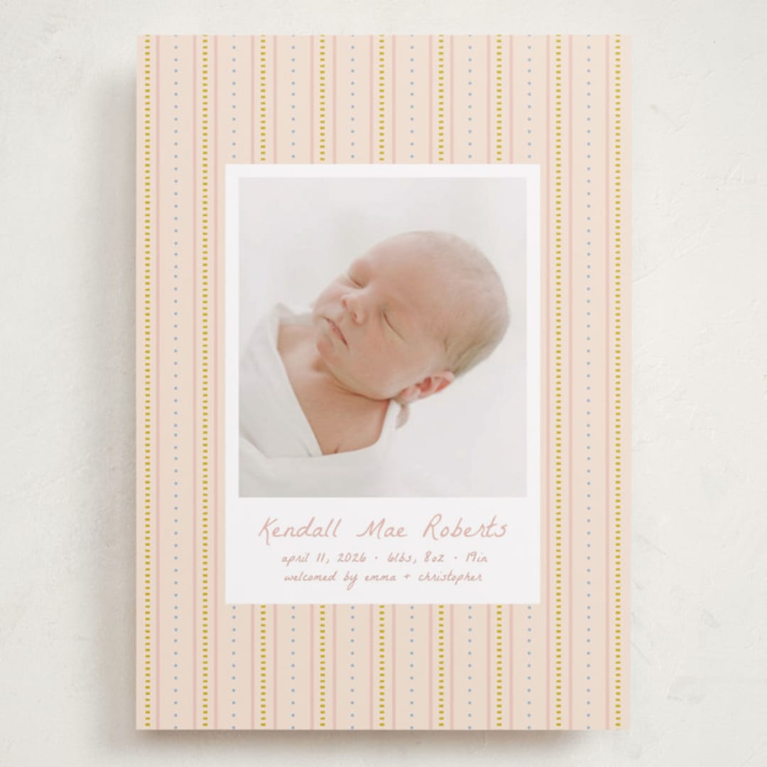 "patterned stripes" - Birth Announcements in Blush by Ellen Schlegelmilch - Front