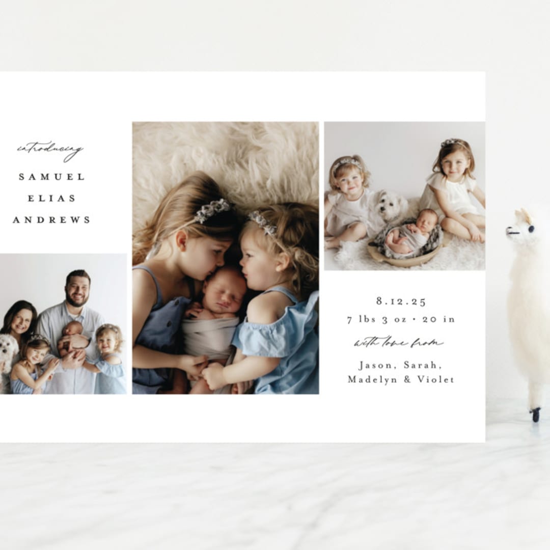 "three" - Birth Announcements in Noir by Emily Betts - Front