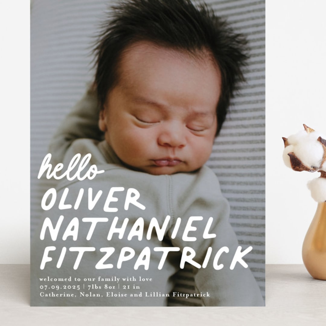 "casual hello" - Birth Announcements in Snow by Angela Marzuki - Front