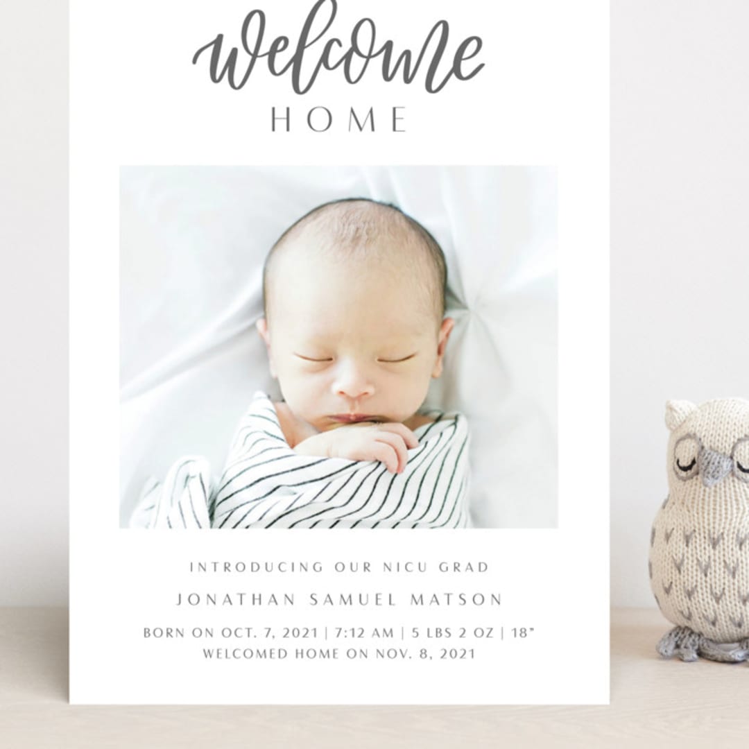 "Welcome Home Baby" - Birth Announcements in Shadow by Carolyn Kach - Front