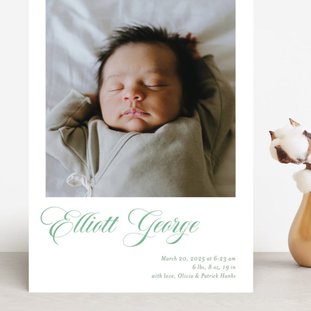 "Hollis" - Birth Announcements in Clover by Megan Davis - Front