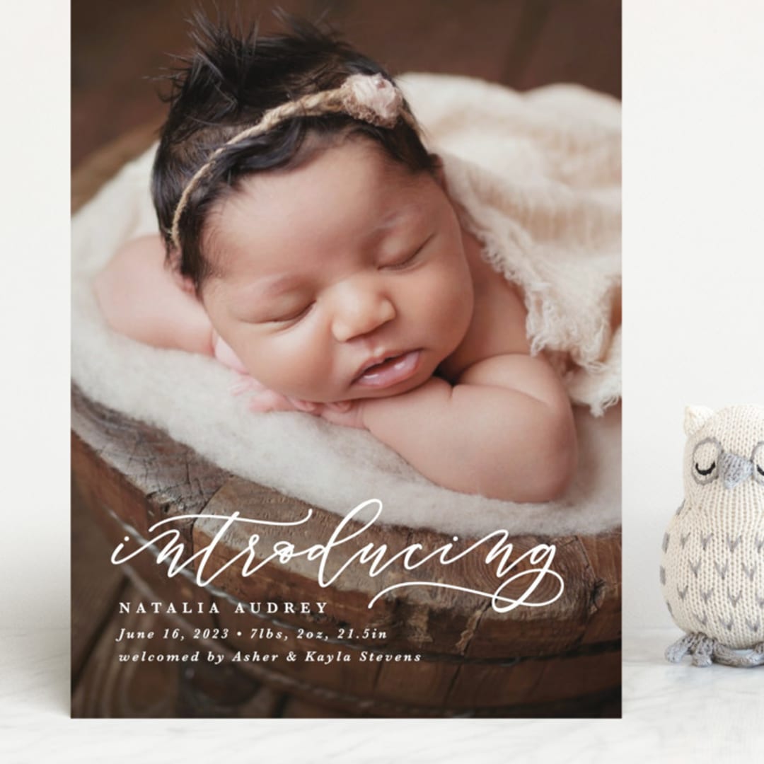 "Introducing" - Birth Announcements in Marble by Lea Delaveris - Front