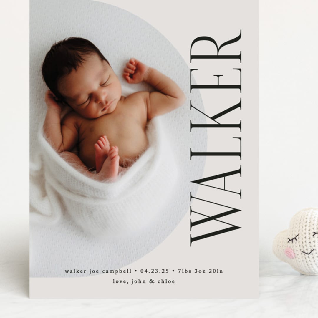 "Round" - Birth Announcements in Cream by Brianne Larsen - Front
