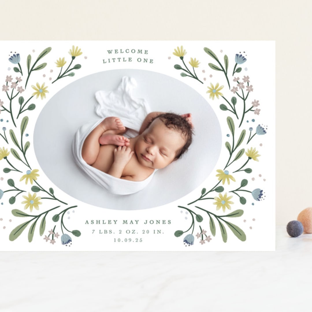 "Spring Blooms" - Birth Announcements in Daffodil by Alice Nelen - Front
