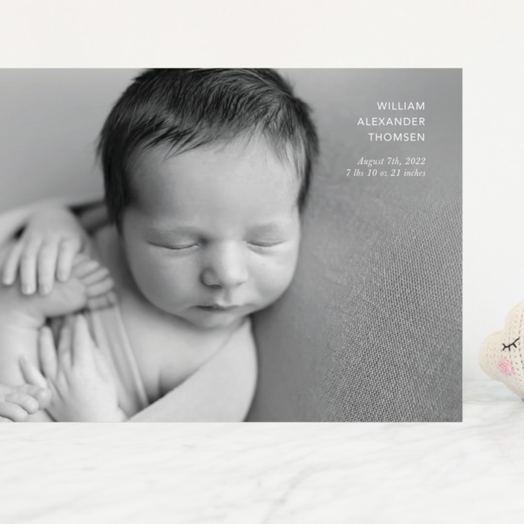 "Simple Details" - Birth Announcements in Cloud by Kristin Oliversen - Front